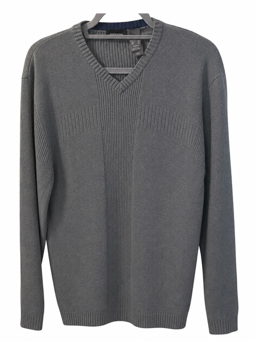 Claiborne Vintage Men's V-Neck Sweater - XL Gray 100% cotton